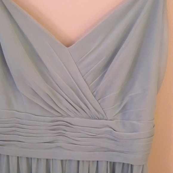 David's Bridal Spagetti Strap Ruched Waist Mesh Style# F19944 Dusty Sage… - Picture 7 of 16